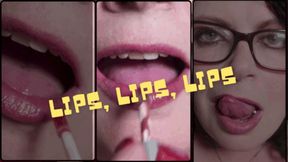 Mature Lips Licking, Biting, Glossing and Lipstick Applying 720P