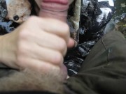 sucked in the forest and got cum on face