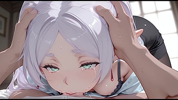 Frieren came to her boss to ask for a raise. Frieren has sex with her boss. Frieren hentai cosplay (AI-generated)