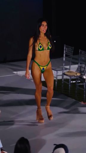 Leggy model shows off her thong and toned legs