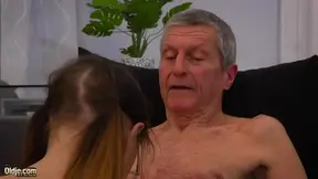 Hot Nerdy Girl Gets Fucked by Grandpa in Her Tight Pussy & Sexy Mouth