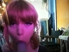 Cumbrain Topless Blowjob With Dildo On Homemade Tape