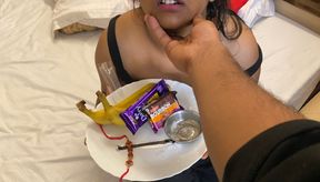 My Indian stepsister is in her room alone and I go in to fuck her