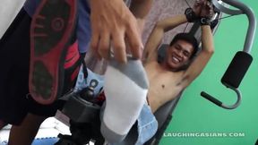 Asian Boy Argie Tickled On The Gym