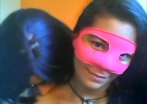 Masked webcam teen from Mexico sucks cock of her BF