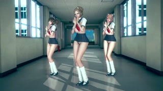 Dripping cute girls in slut uniform with dildos sexy dance MMD R18