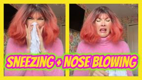 Sneezing & Nose Blowing Into Handkerchiefs