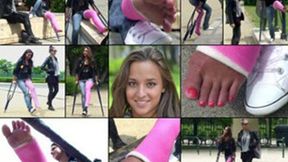 Amirah LLC Crutching in the Park and Showing Off Her Cast Foot (in HD 1920X1080)