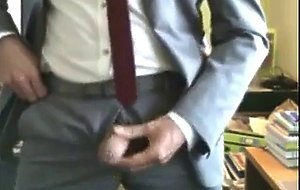 He shows us his new suits and he like to jerk off