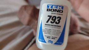 Without Cuts Spreading the Liquid Glue Completely on the Glans.