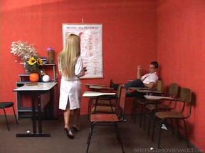 Dirty teacher tgirl seduces a student