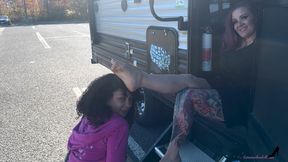 Came Across A Foot Worship - Whitney Morgan, Princess Sophia, And Autumn Bodell Outdoor Foot Slave Foot Play