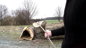 Street Slut Sucks Cock by Stone Wall