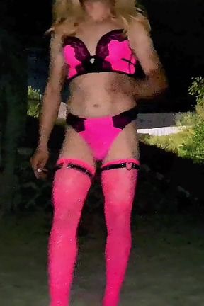 Whore Slut Blonde Outdorr Walk