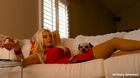 sexy busty blonde brittany andrews stuffs her wet pussy with a dildo!