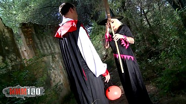 The witch with big boobs deep fucked for Halloween