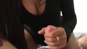 Amateur Thai teen GF jerks and sucks her boyfriend who had a big cock