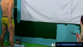 BoyObsession.com - Vibrant twink feet painted with cum from a blowjob