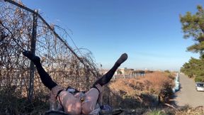 Self-training No. 82: Spreading My Tucked Pussy Wide Open by the Toll Road