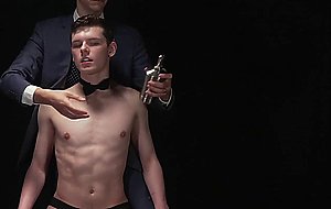 Master Jonah Wheeler gently strokes Ethan's hard cock