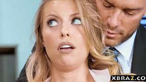 Office slut Britney Amber takes a hard anal pounding from HR dicks