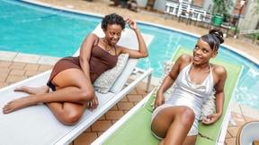 ”Sexy Black BFFs Playing With Toys Outside”