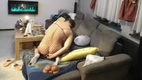 Fishnet Alex Creampies and Felches His Rubber Ass