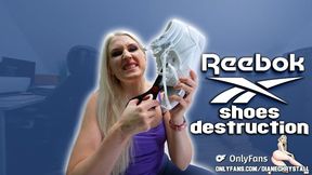 Destroying Busted Reebook Sneakers Clothes Destruction