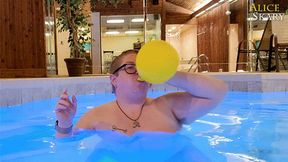 Blowing Up Balloons In The Buff - Alice Skary Naked in the Pool for Looner No Pop - hd mp4