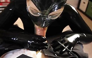 Noughty rubberdoll bj with latex mask & latex bj pants.
