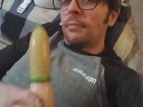 Pupfritz Plays with a Wrapped Sex Toy in Bedroom