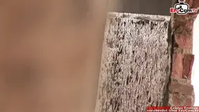 Curvy brunette teen gets analed and loves it in outdoor MMF threesome