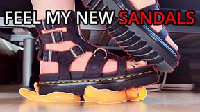 FEEL my new PLATFORM SANDALS on your TINY SQUISHY BODY - Trampling squishy man under Doc Martens Platform Sandals - Trampling, Crushing, Stomping the body, arms, legs and head and face [1080p]