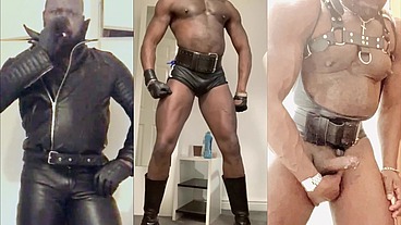 Black Leather Sexy Solo Masturbation Scenes