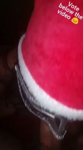 Contest video - Santa's little bitch has fun with red dildo and cock