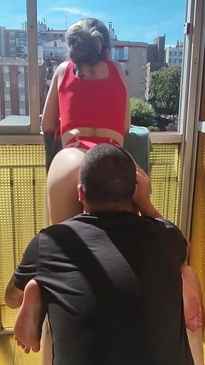 Risky Sex with my Neighbor on the Balcony !   Clip 1