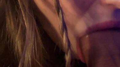 RF POV amateur girl blushes blowing then takes it all in mouth
