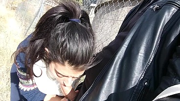Flashing tits and blowjob in public, fuck at home
