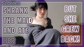 Giantess Lunasha Shrinks The Maid And Consumes Her - Watch as your girlfriend Lunasha swallows the maid and gets bloated after the shrinking wears off and the maid expands in her belly, allowing you to fuck both of them at the same time (Subtitled)