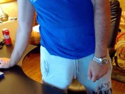 Dickprint Swinging Jock in Terry Cloth Shorts Huge Cock