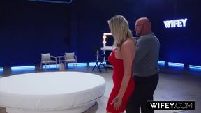 Blonde MILF Enjoys Intense Interracial Encounter While Partner Films