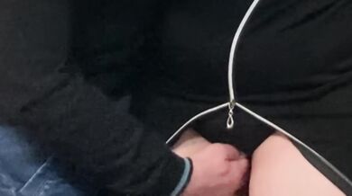 Pink panties soaked while this slut fingers her pink pussy in public