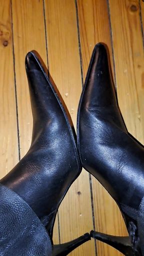 Dirty Leather chaps, designer boots