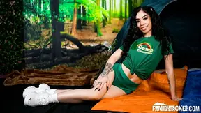 Camping trip gets wild when stepbrother whips out his cock in the damn tent
