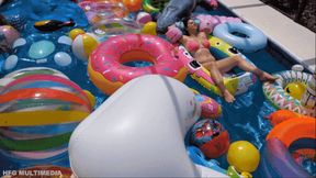 Ami Mercury & Indica Jane: Inflatable Mass Pop in the Pool - MP4 720 hd