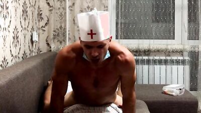 Naughty doctor is nailing his patient's ass on the couch