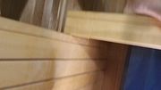 OPEN PUSSY Piss into Sauna bucket with whisks #PEE in Public Sauna vessel with brooms