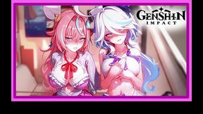 Car Toon In Genshin Impact - Varesa And Furina Await You In School Uniform