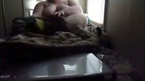 Incredibly horny chubby amateur web cam nympho was masturbating her slit
