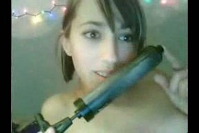 Adorable brunette webcam babe masturbates with fancy vibrator